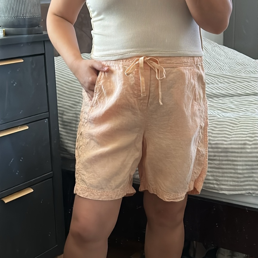 J Jill 100% Linen Loose Relaxed Soft Coral Short. M